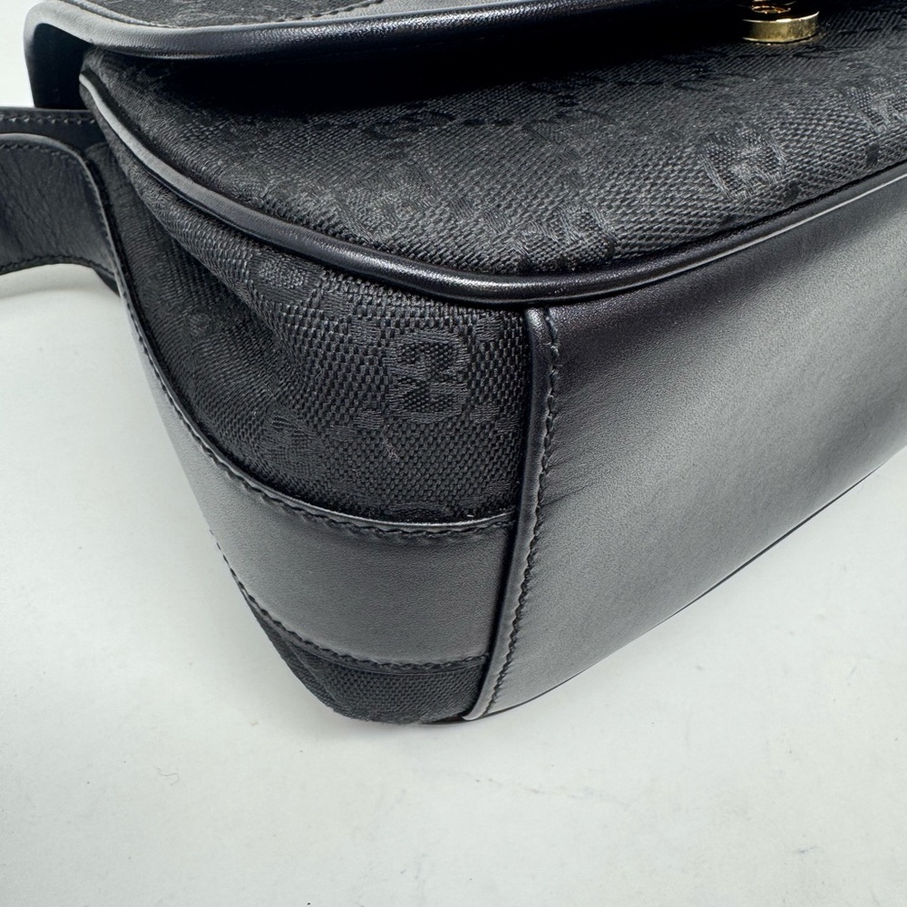 💯 Authentic GUCCI vintage monogram Print Black Shoulder Bag - Picture 8 of 11